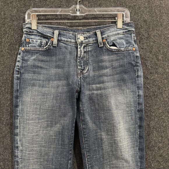 7 For All Mankind Jeans Womens 29 Blue Bootcut Stretch Denim Medium Made USA - Picture 2 of 11